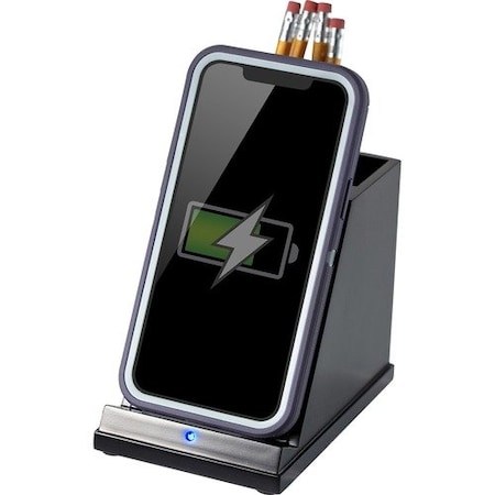 Victor Technology Phone Charger, w/Pencil Cup, Wireless, 4.6inx5.4inx3.7in, BK VCTCS100